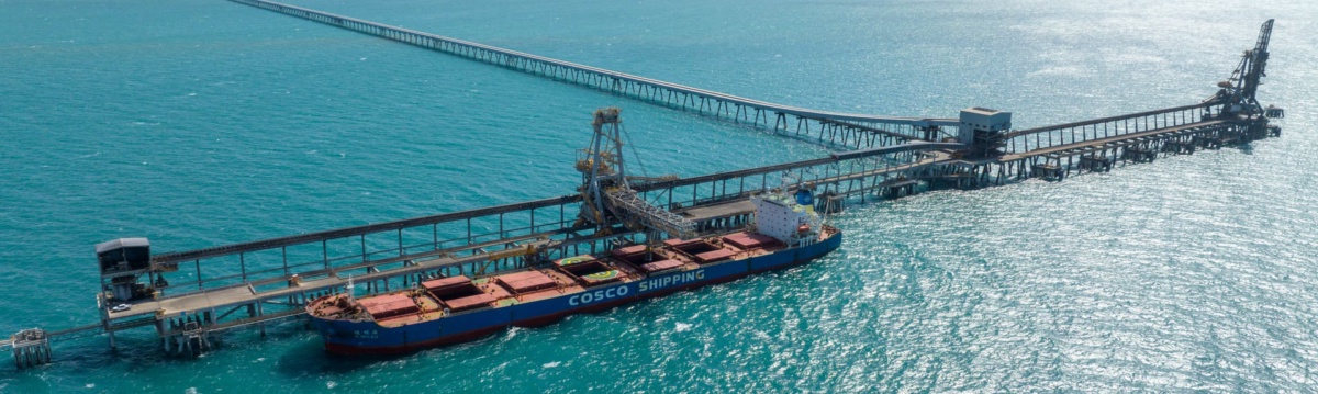 Bulk carrier alongside a coal ship loader at an Australian export jetty